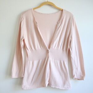 Light Pink Tight Knit Single Button Cardigan